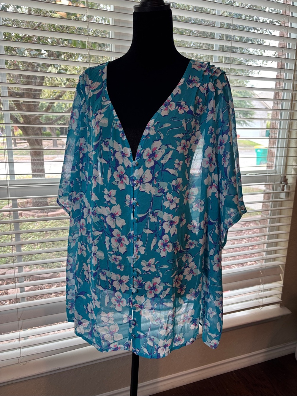 torrid Teal Floral V-Neck Tunic